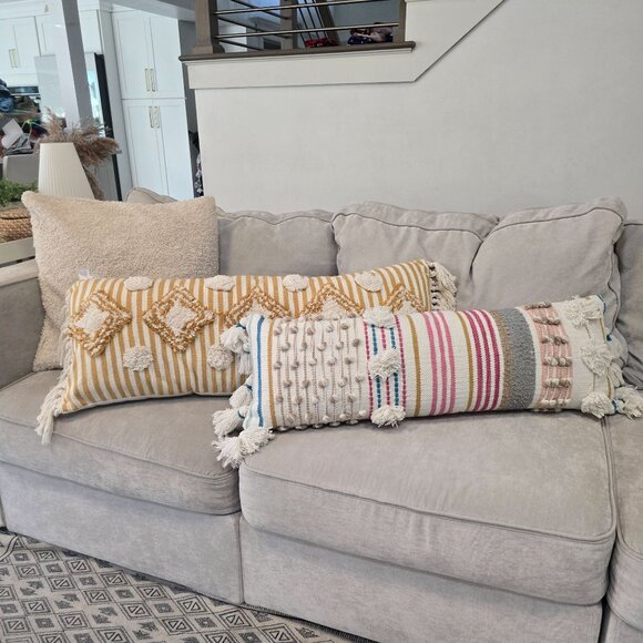 Decorative Boho Lumbar Pillow Set With Fringe & Tassels 12in x 36in & 15in x 38i - Picture 8 of 16